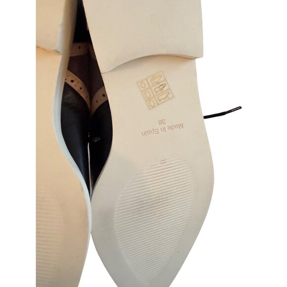 Annaisha Womens Lace-up Shoes Derby Size 38 Black Leather Pointed Toe Spain New - Picture 13 of 13